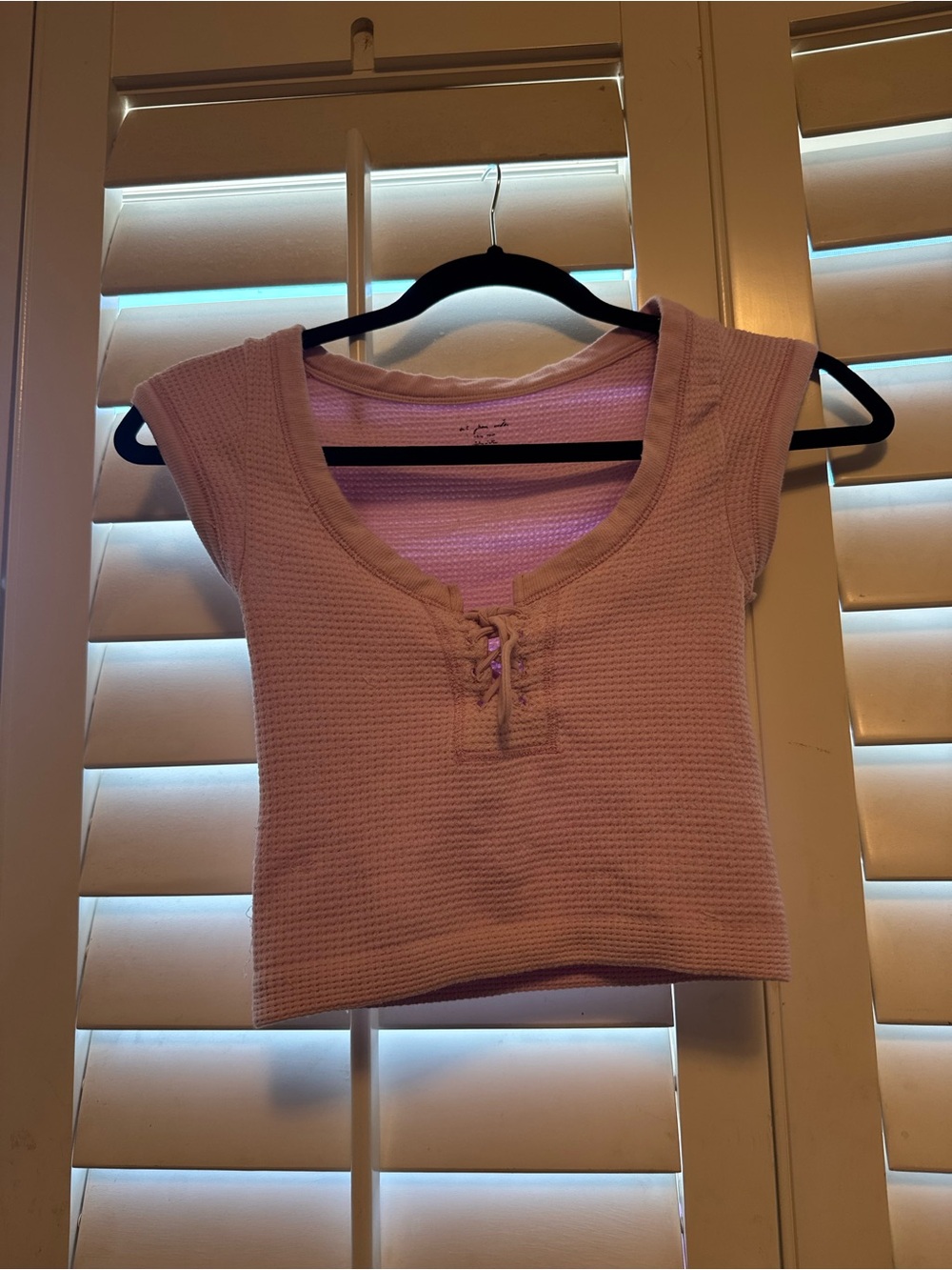 Out from under Light Mauve Lace-Up Waffle Knit Tank